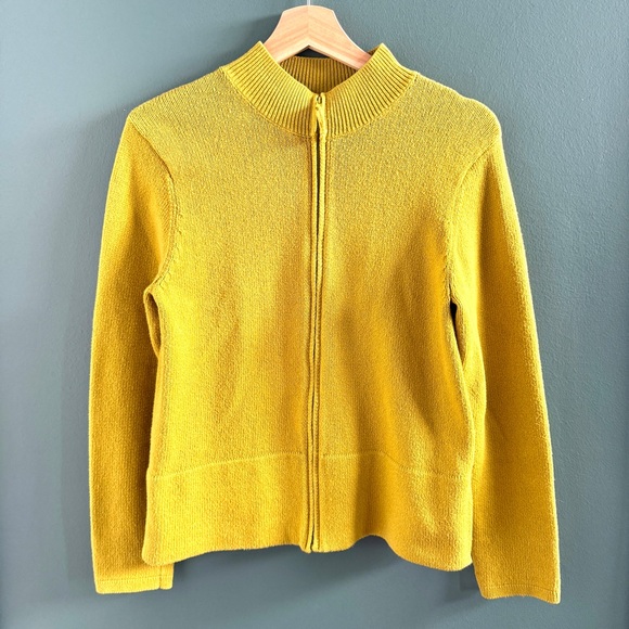 Eileen Fisher Sweaters - EILEEN FISHER zip front cardigan sweater citrine yellow knit cardi zipper M
